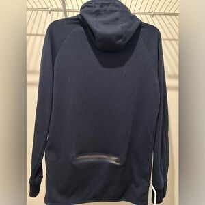 Nike Navy Blue Hooded Zip Jacket, Size Large, Form Fitted mesh hood.